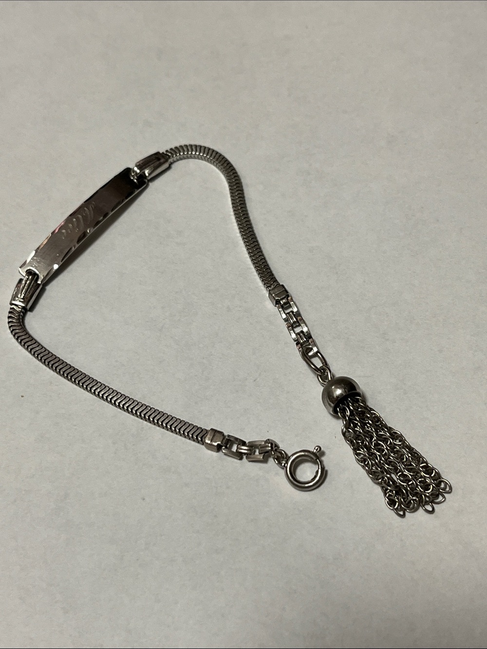 1940’s Sterling ID Bracelet with Tassel Charm